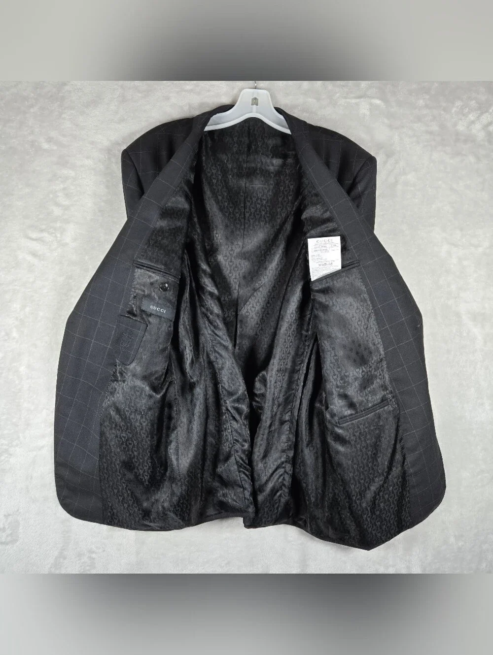 Gucci 2 Piece Suit Men Blazer 48R Pants 36x30 Inseam Black Windowpane Read Des!